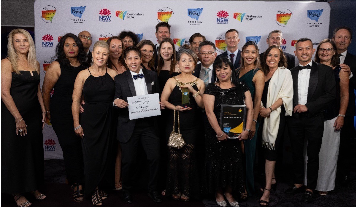The Captain Cook Cruises team of 21 attending the NSW Tourism Awards evening represent an accumulated tenure of 340 years working for the company.
